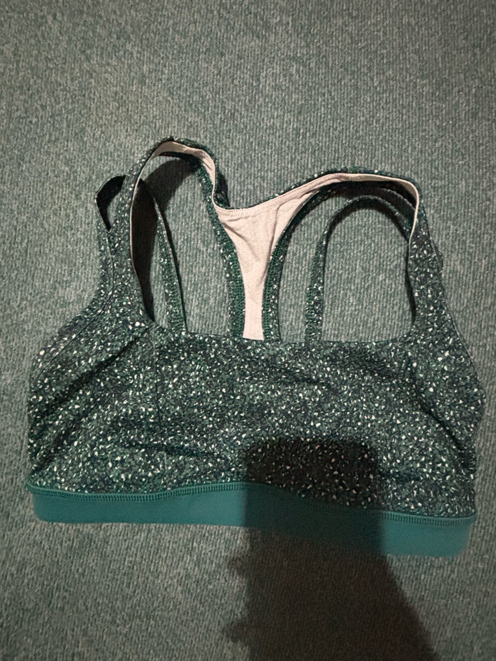 Lululemon Free To Be Wild Sports Bra Size 6 Teal Green Speckle Strappy Yoga
